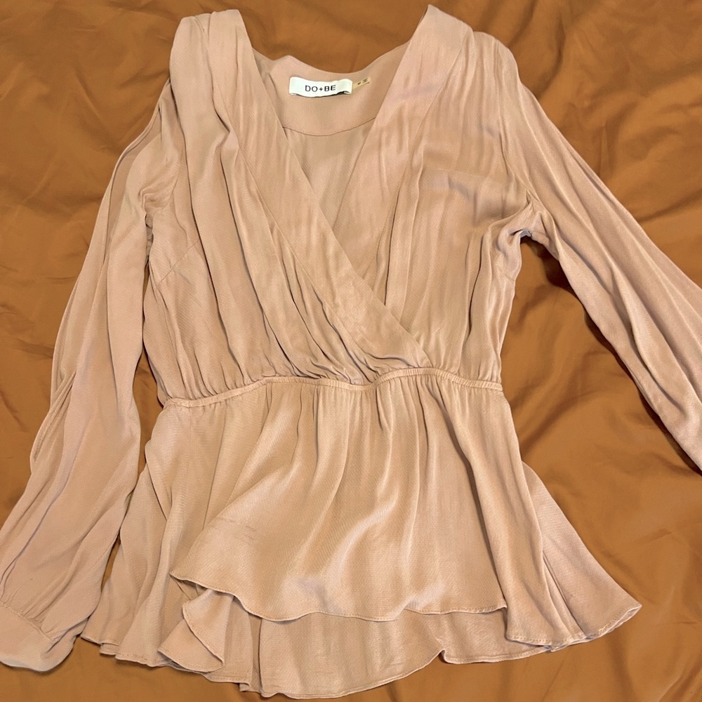 Mauve open long sleeves blouse